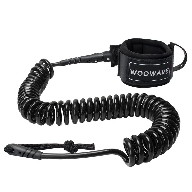 WOOWAVE SUP Leash 11 Foot Coiled Stand Up Paddle Board Surfboard Leash Stay on Board Ankle Strap with Waterproof Wallet/Phone Case (Clear Black Core) - Image 1